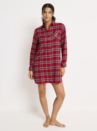 Lauren Ralph Lauren Womens Festive checkers flannel nightshirt Christmas Collection