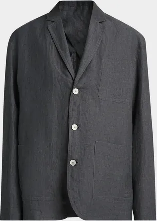 Jacquemus Men & apos;s La Veste Linen Micro-Stripe Deconstructed Sport Jacket