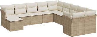 vidaXL Set De Sof&aacute;s De Jard&iacute;n 11pzas Con Cojines Rat&aacute;n Sint&eacute;tico Beige Vidaxl