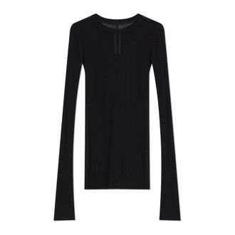 Rick Owens Long Sleeve Tops, female, Black, Size: L Ribbed Long-Sleeve Top
