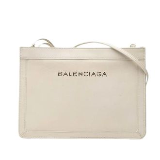 Balenciaga Pre-owned Cross Body Bags, female, White, Size: ONE SIZE Pre-owned Navy Pochette Leather Shoulder Bag