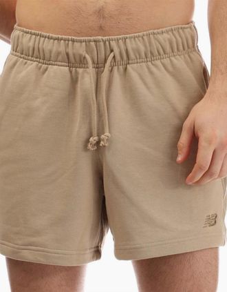 New Balance Mens French Terry 5in Shorts - Cream - Size: 35/34/32