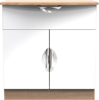 Welcome Furniture Cairo Ready White Gloss & Bardolino Oak Assembled Sideboard with 1 Drawer & 2 Doors - Welcome Furniture | TJ Hughes