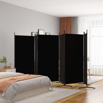 vidaXL Biombo Divisor De 6 Paneles De Tela Negro 520x180 Cm Vidaxl