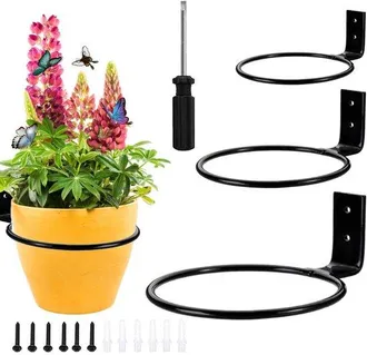 OEM Dailygoody - Portavasi Da Parete, Confezione Da 3 Per Giardini Verticali, Vasi Da Fiori Neri Sospesi Per Interni Ed Esterni, Portavasi Rotondi