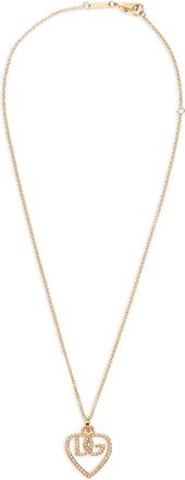 Dolce & Gabbana Logo-pendant Crystal-embellished Necklace