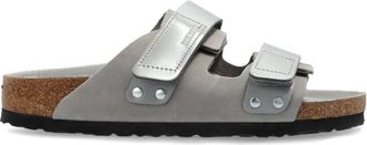 Birkenstock Uji Slides - Dames - Sandalen - Grijs - 37 EU - Leer - Schoenen