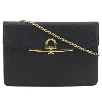 Ferragamo Pre-owned Clutches, female, Black, Size: ONE SIZE Pre-owned Gancini Leather Shoulder Bag