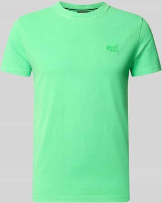 Superdry T-Shirt mit Rundhalsausschnitt und Label-Stitching in Neon Gruen, Gr&ouml;&szlig;e XXXL
