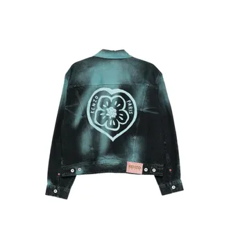 Kenzo Oversized Tie-Dye Denim Jacket - Green