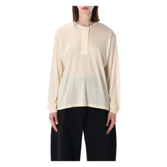 STUDIO NICHOLSON Long Sleeve Tops, female, Beige, Size: 2XS Rutas Serafino Top