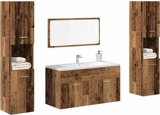vidaXL Set Mobili da Bagno 4 pz Legno Antico in Legno Multistrato - Vidaxl