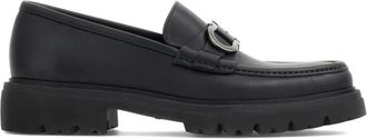 Ferragamo Zwarte Platte Schoenen met Gancini Gesp - Heren - Loafers - Zwart - 41 1/2 EU - Leer - Schoenen