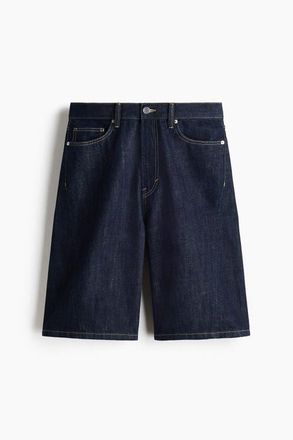 H&M Baggy Twist-detail Denim Shorts in Dark Denim Blue at Nordstrom, Size 31
