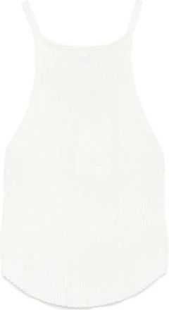 Courr&egrave;ges Circle Rib Knit Top - Dames - Tops zonder mouwen - Wit - S - Polyester - Tops