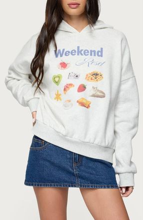 Edikted Weekend Reset Cotton Blend Hoodie in Gray-Melange at Nordstrom, Size X-Small