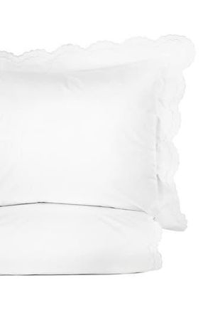 Melange Home Full/Queen Double Scalloped Embroidered Duvet Set in White/White at Nordstrom Rack