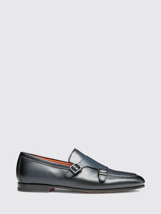 Santoni Scarpe Monk strap in pelle di vitello liscia con doppia fibbia