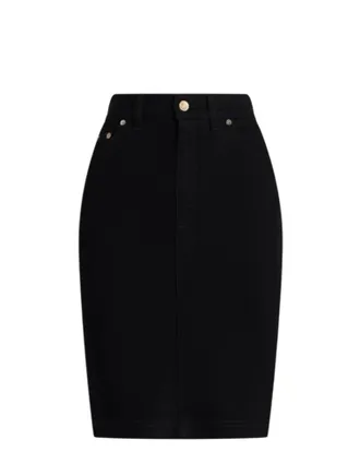 Dolce & Gabbana スリット入り スカート 黒 Gabardine skirt Calf-length wool gabardine skirt with slit in Black for