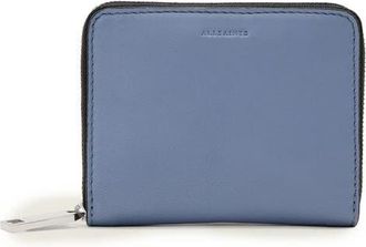 AllSaints Lena Hex Leather Zip Wallet in Sea Blue at Nordstrom