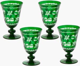 Mrs. Alice Anita Engraved Wine Glasses in Green at Nordstrom