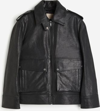 H&M Lederjacke - Schwarz