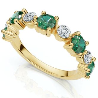 Pompeii3 1Ct Sylvia Emerald & Diamond Anniversary Ring Gold Lab Grown