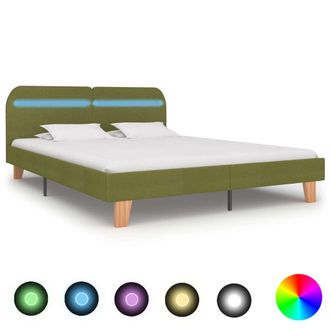 Berkfield Home Bed Frame with LED Green Fabric 150x200 cm King Size