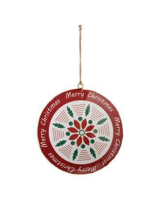 Melrose International Set Of 6 Metal Merry Christmas Snowflake Disc Ornament