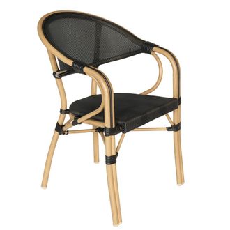 Oviala Silla de jard&iacute;n apilable estilo bistr&oacute; parisino negra