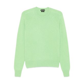 Tom Ford Cashmere Knitwear, male, Green, Size: L Felted Cashmere Crew Neck