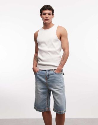 True Religion Vinny Super T - Pantaloncini ampi lavaggio blu medio