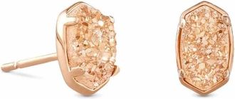 Kendra Scott Womens Emilie Stud Earrings In Sand Drusy/ Rose Gold