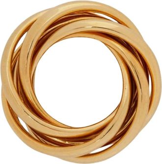 Jil Sander Multilayer gegraveerde logo ring - unisex - Ringen - Geel - M - Accessoires