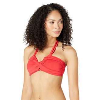 Seafolly Collective Halter Bandeau Bikini Top Womens Red Swimwear GBO2803