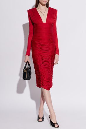 Versace Draped Dress, Womens, Red