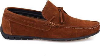 Desa Mens Suede Slip-Ons - Rubber Sole, Flat Heel, Breathable | Brown - 44