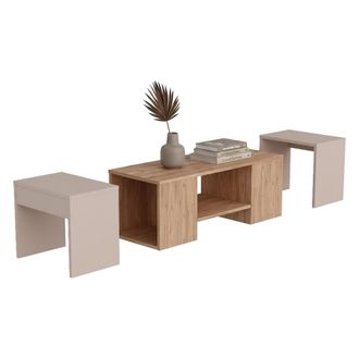 Dmora Mesa De Centro Usseglio, Un Compartimento, Forma Rectangular, Tapa Marr&oacute;n, 100x40x37h Cm Roble Marr&oacute;n