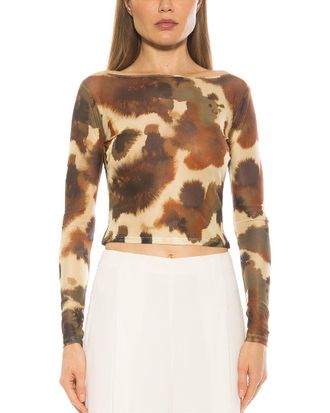 Alexia Admor Opal Boatneck Sheer Mesh Top