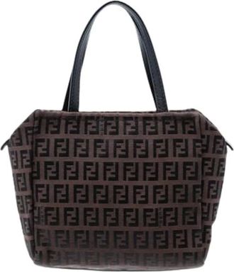 Fendi Pre-owned Tote Bags, female, Brown, Size: ONE SIZE Pre-owned Vintage Canvas Tote Bag