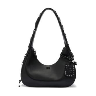 Ganni Medium Laces Hobo Bag - female - Ganni - Shoulder Bags - Black - ONE SIZE - Bags