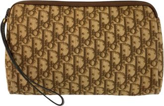 Dior Beige Brown Canvas Leather Clutch Bag (Pre-Owned)