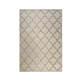 Wecon Home Alfombra beige con dise&ntilde;o oriental gris para exterior 225x160