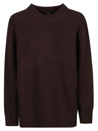 Pinko Ribbed Knit Round Neck Sweater with Relaxed Fit