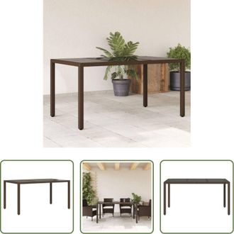 vidaXL Tavolo in vetro - Tavolo Giardino Piano in Vetro Marrone 150x90x75 cm Polyrattan