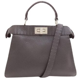 Fendi Pre-owned Peekaboo Handbag - Dames - Pre-owned - Grijs - Maat: ONE Size Leer