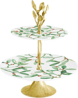 Michael Aram Mistletoe 2-Tier Porcelain Etagere