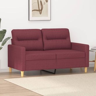 vidaXL Sof&aacute; De 2 Plazas De Tela Rojo Tinto 120 Cm Vidaxl