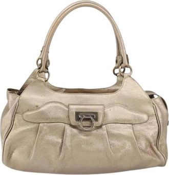 Ferragamo Pre-owned Handbag - Dames - Vintage Handtas - Beige - ONE Size - Leer - Vintage