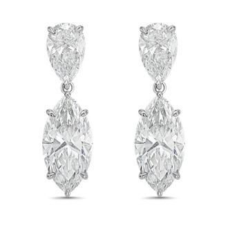 Diana M. Jewels 14KW WG 8.00 Ct TW of Lab grown pear and marquise shape diamond drop earrings